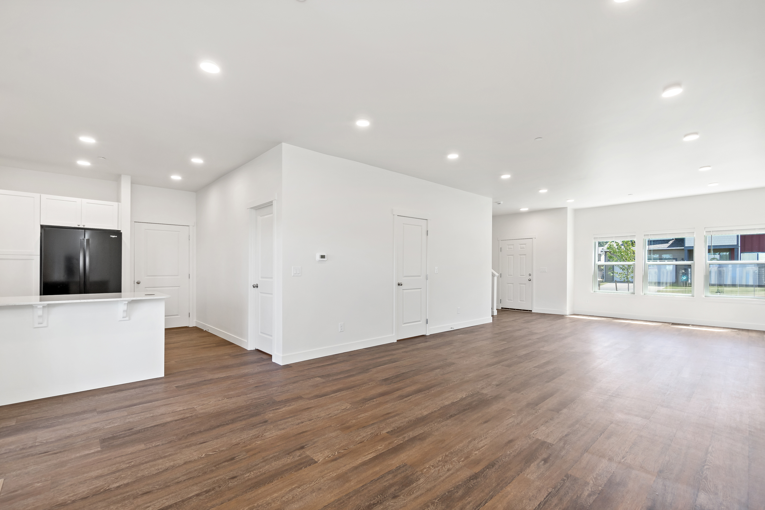 Kitchen and living room in new Meriwether Landing homes at Joint Base Lewis-McChord
