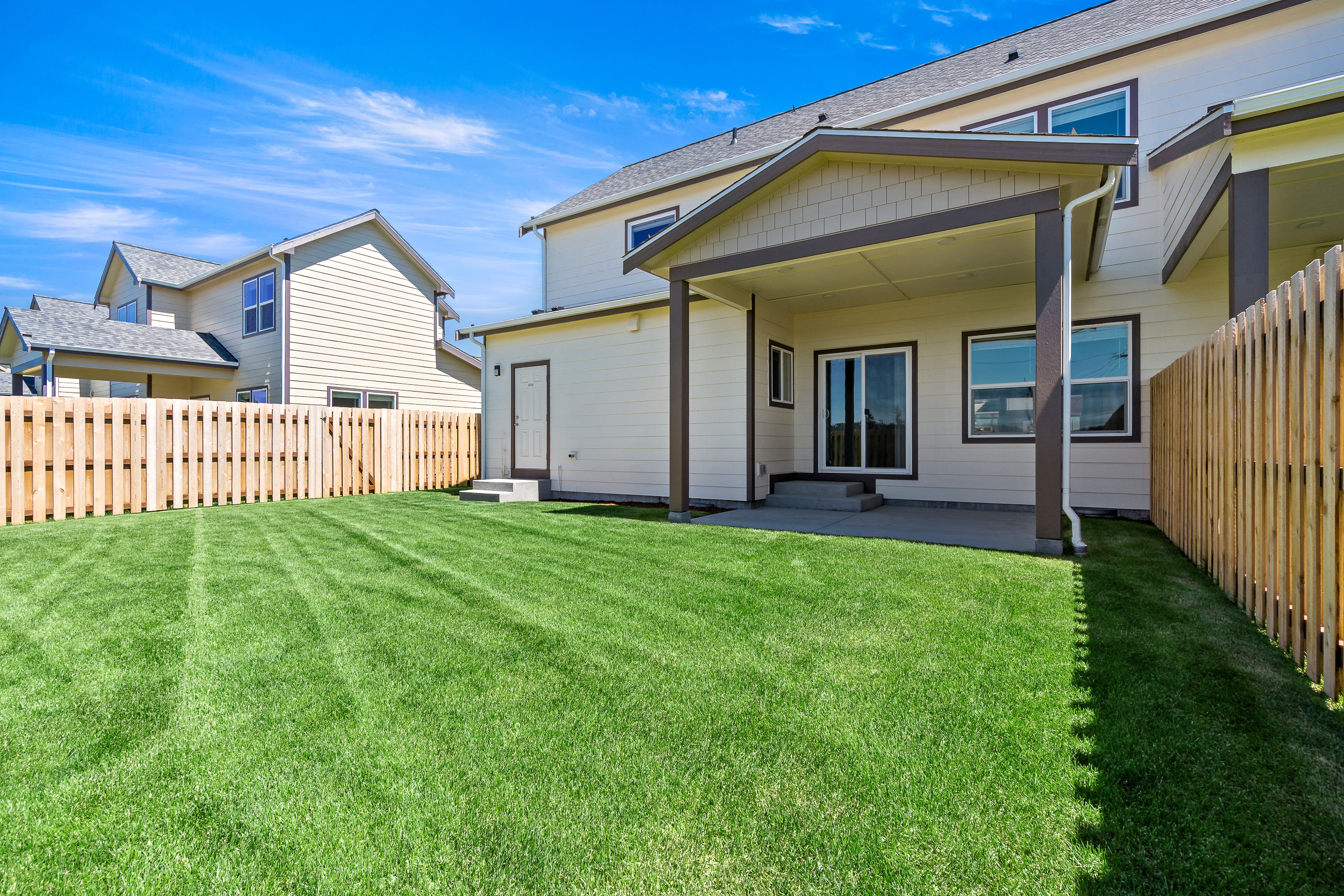 Backyard of new Meriwether Landing homes at Joint Base Lewis-McChord