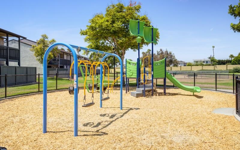 a playground with a slide