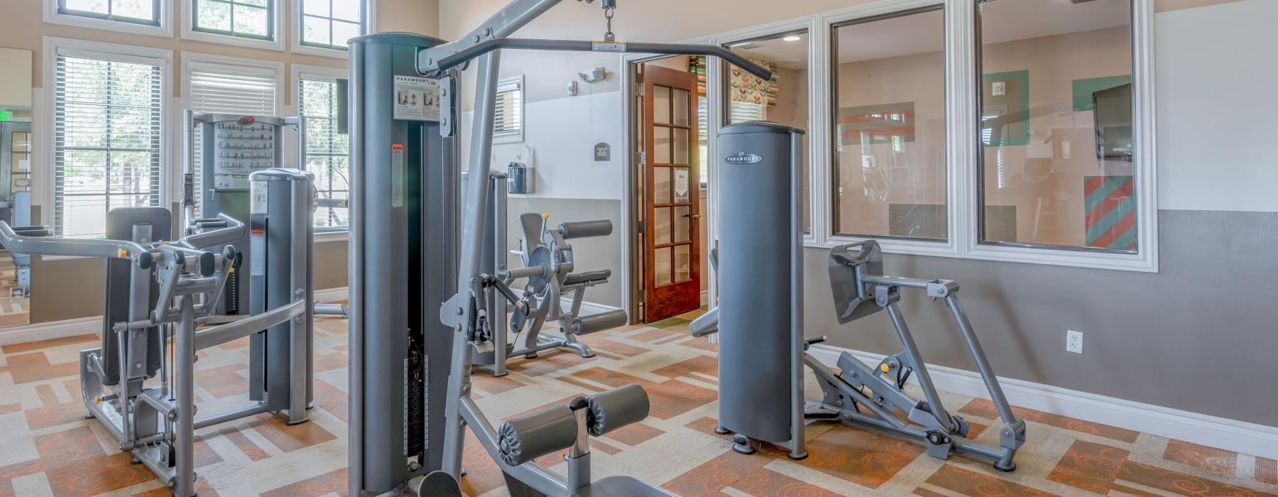 a gym with exercise equipment