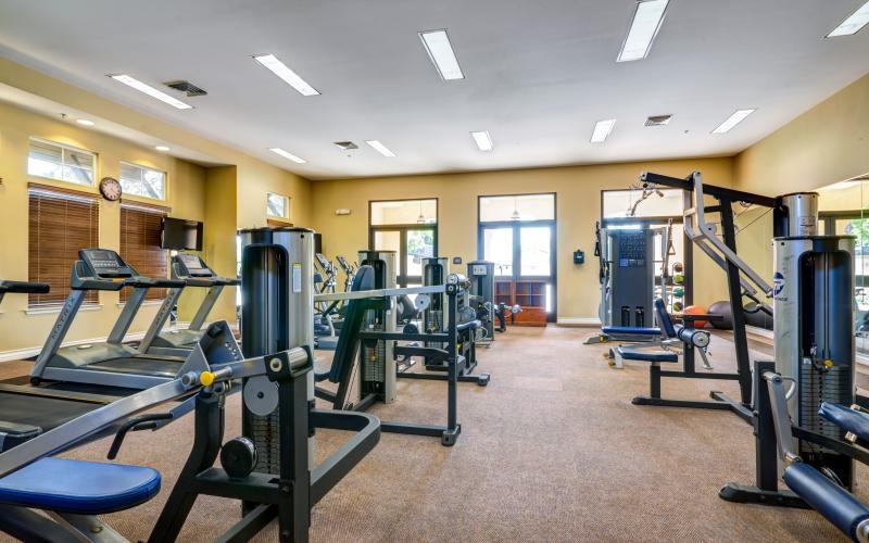 a gym with exercise equipment