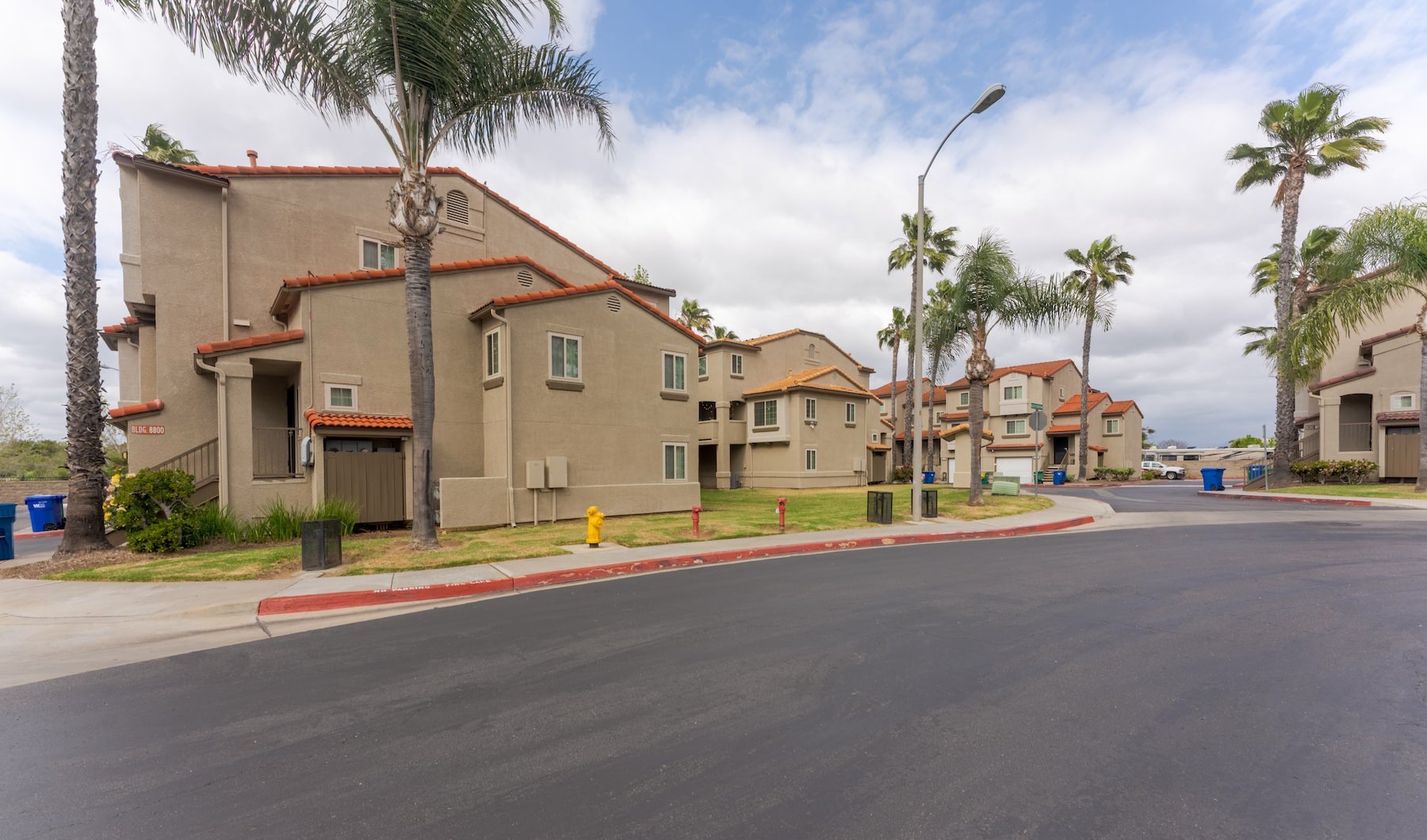 a group of apartment buildings