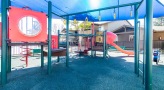 a playground with a slide