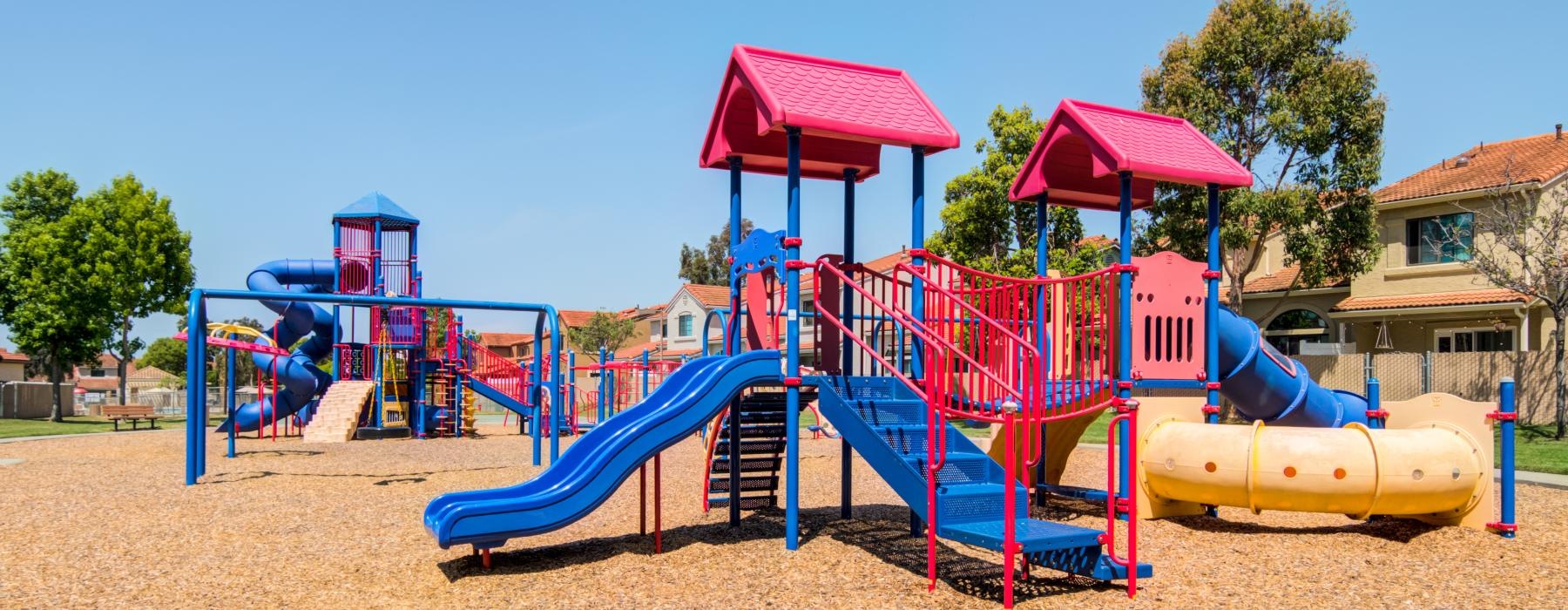 a playground with a slide