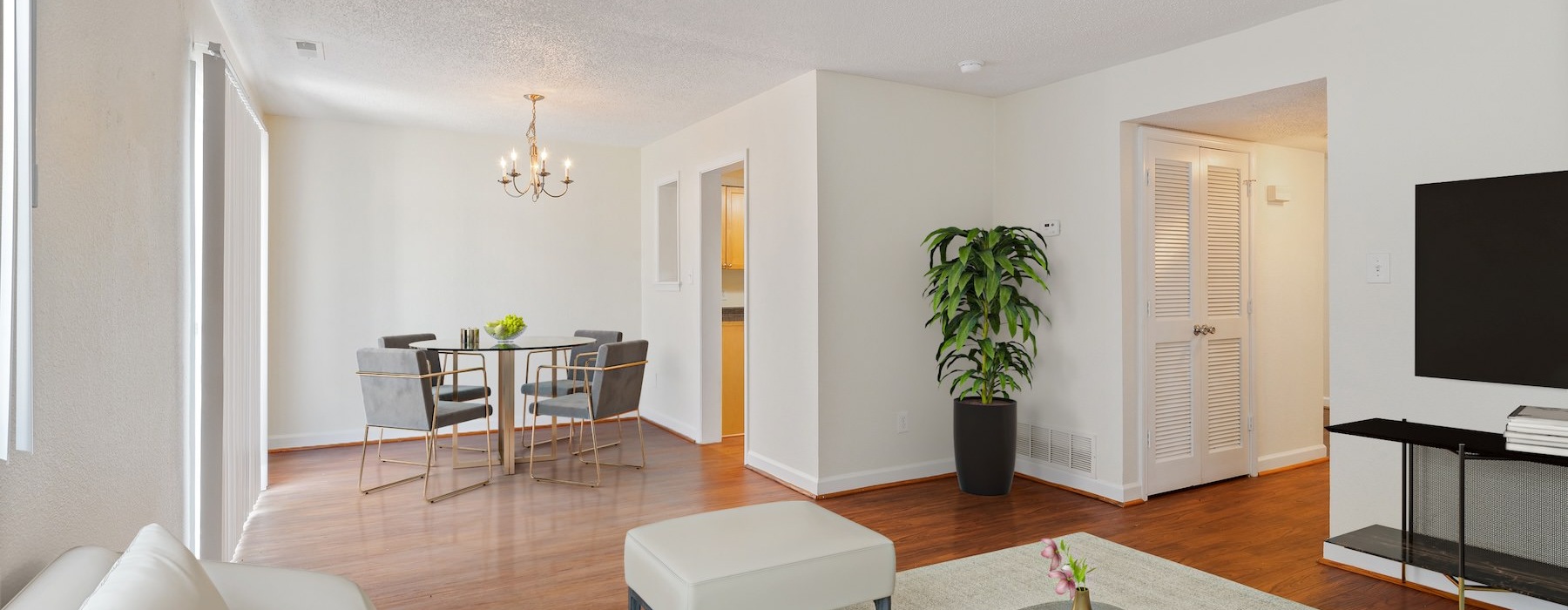 living room with large windows