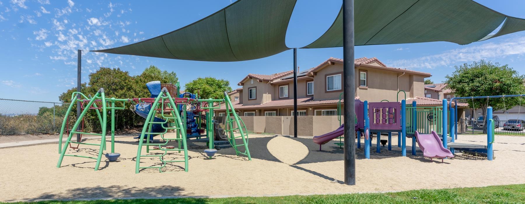 a playground with a slide