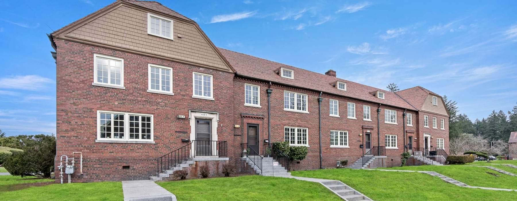 brick building with a walkway