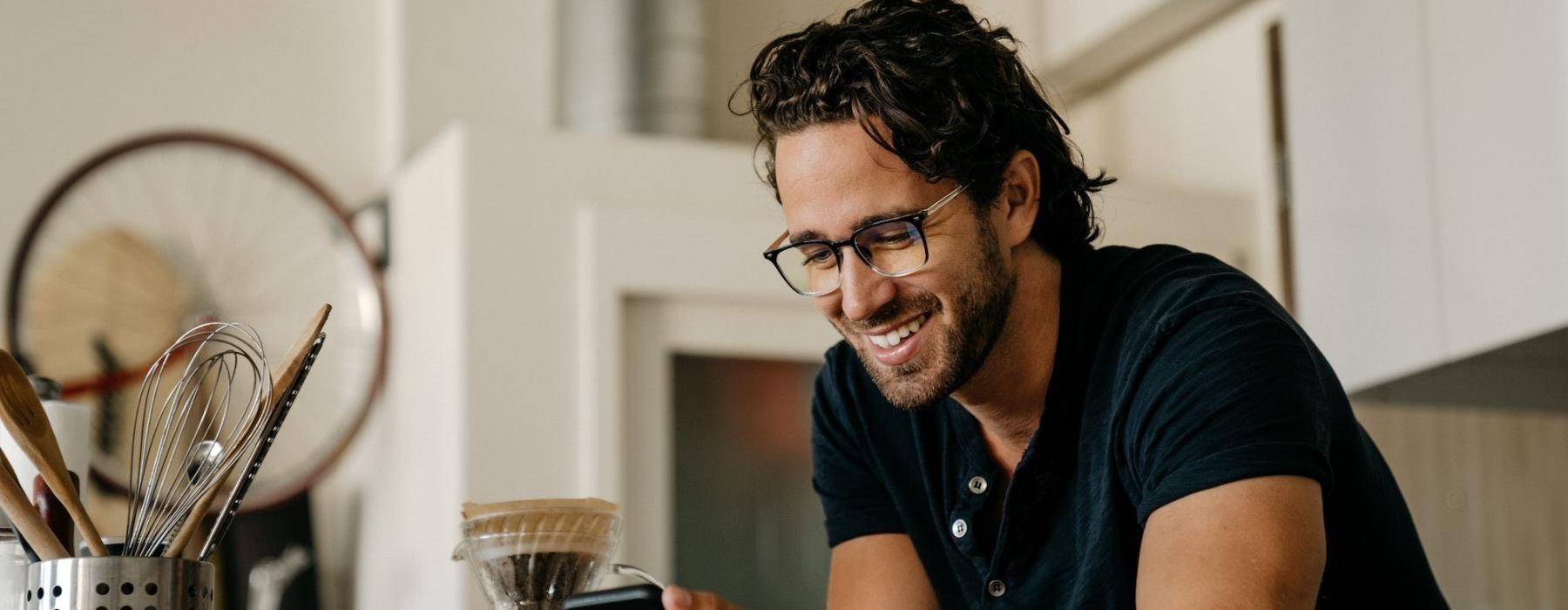 a man holding a phone