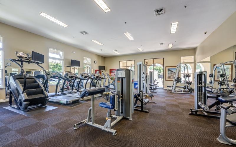 a gym with exercise equipment