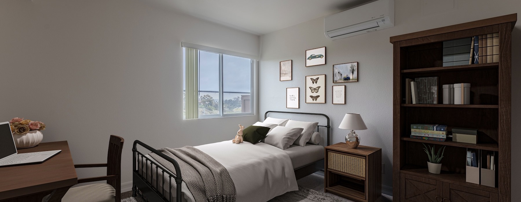 bedroom with large windows