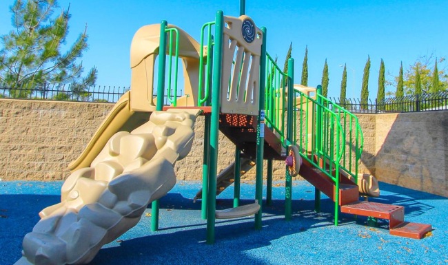 a playground with a slide