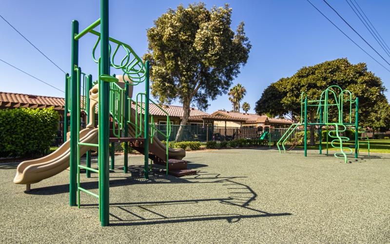a playground with a slide