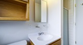 a bathroom with a small sink