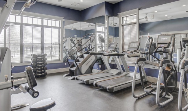 a gym with exercise equipment