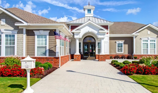 a long shot of a house