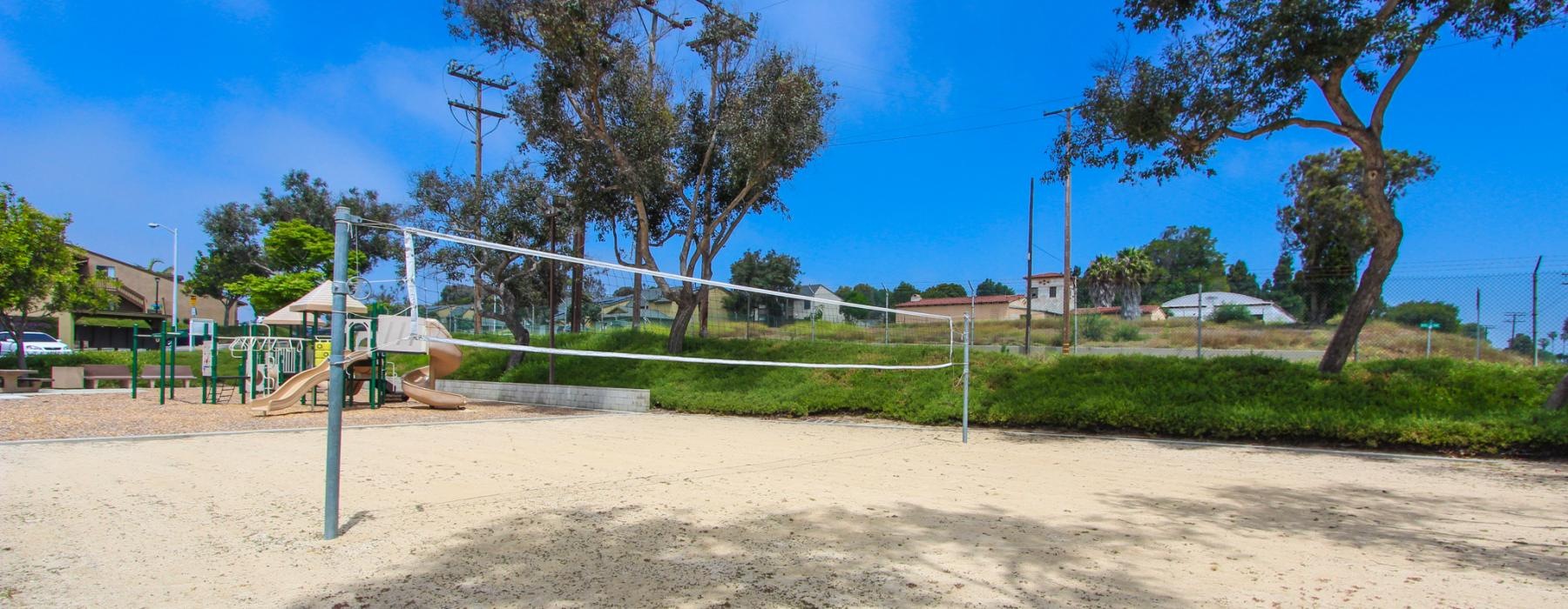 a playground with a slide