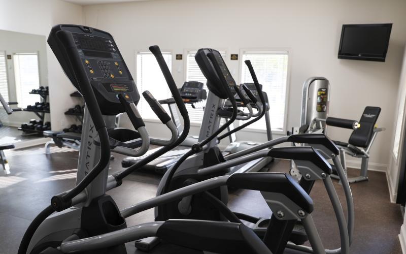 a gym with exercise equipment