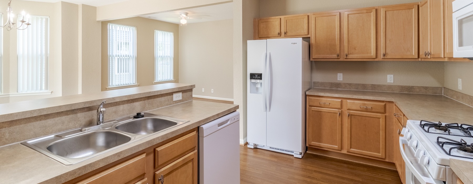 Well-lit kitchen with ample counter space