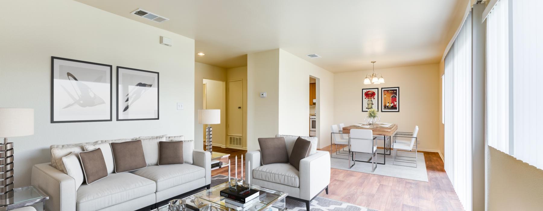 a living room with a large rug