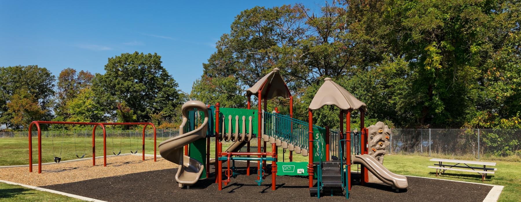 a playground with a slide