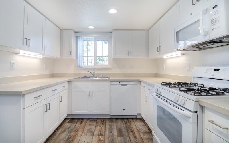 Well-lit kitchen with ample counter space
