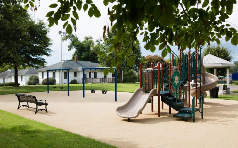 a playground with a slide