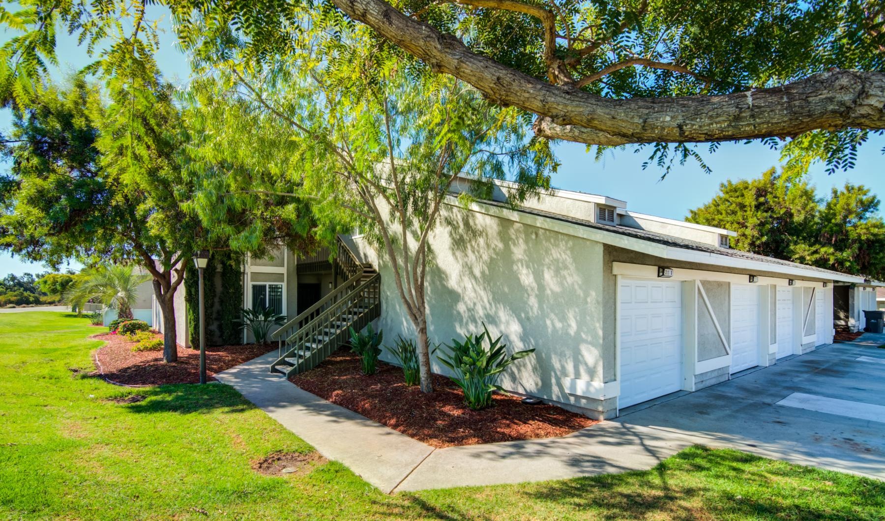 enclosed garages near trees