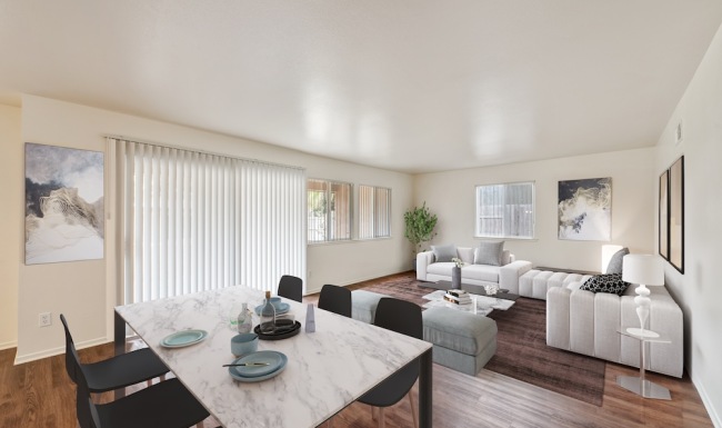 Open space living area with natural lighting