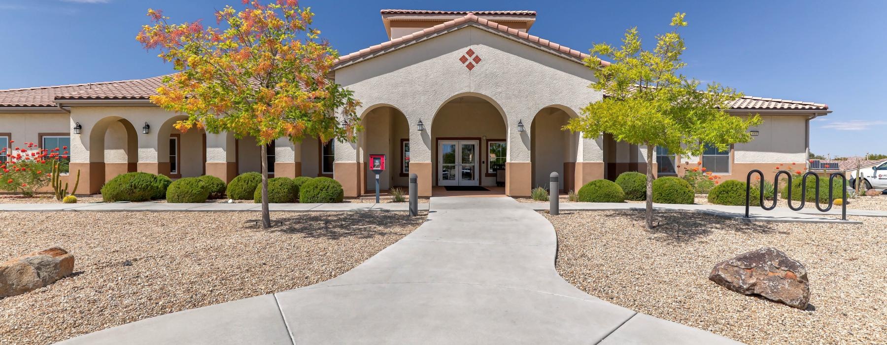 a building with a large entrance