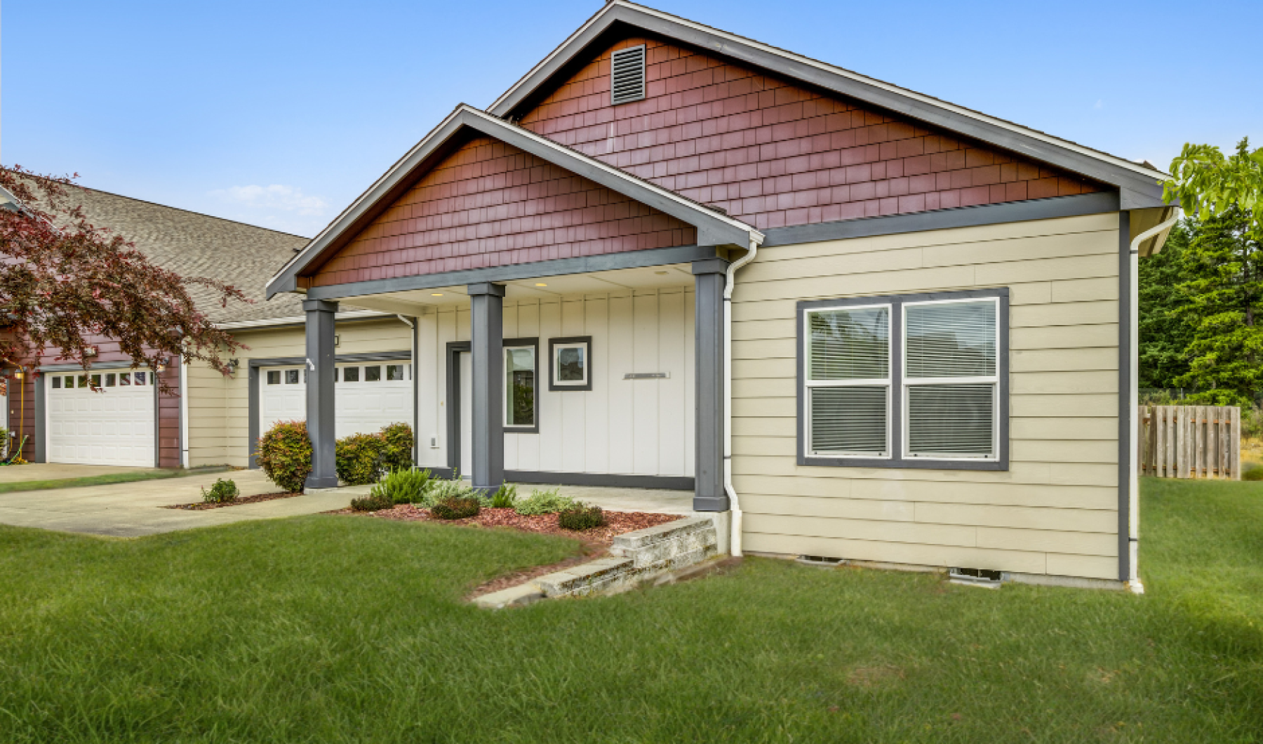 Exterior of the home with two car garage