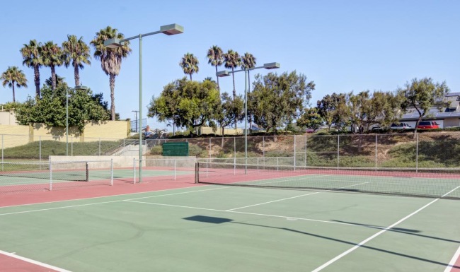 a tennis court with a net