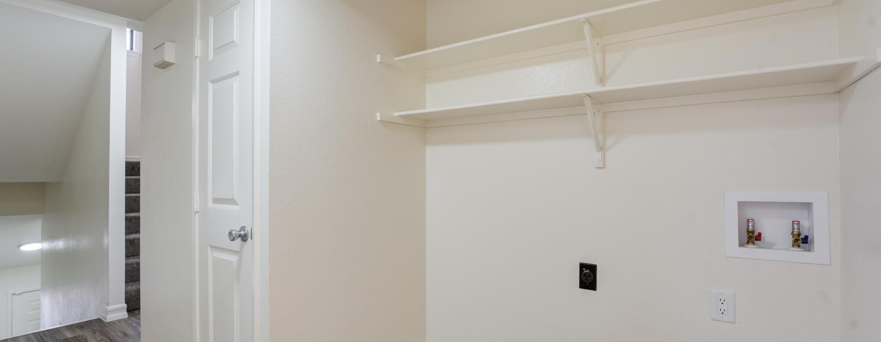 a room with white walls