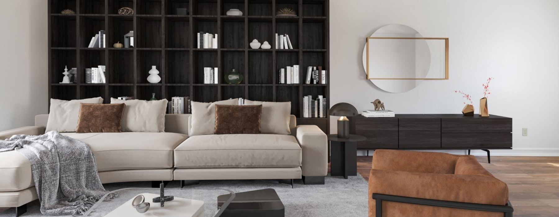 Open space living area with natural lighting