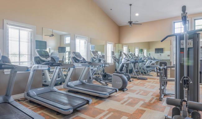 a gym with exercise equipment