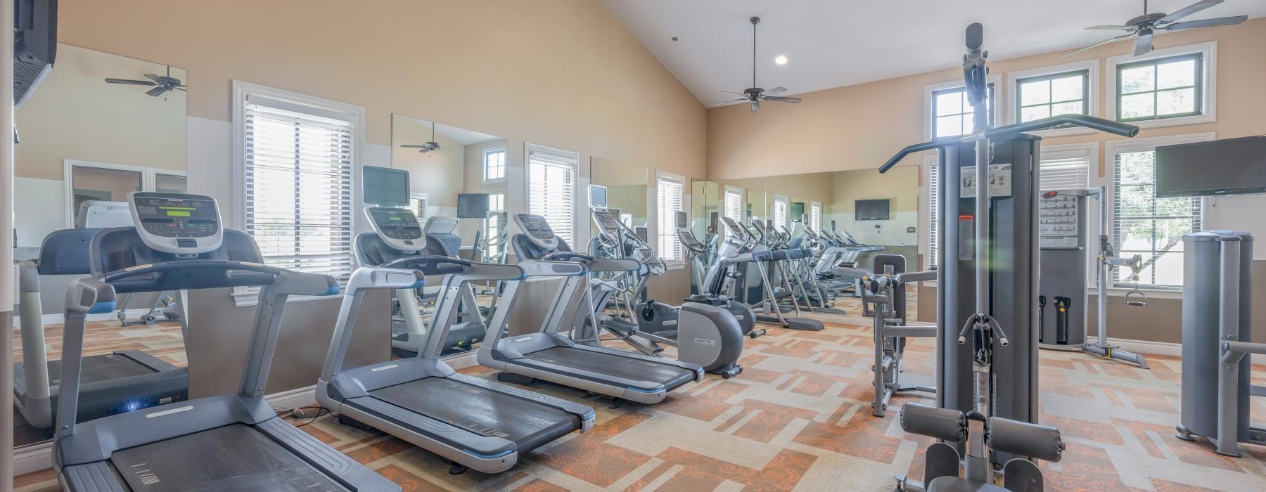 a gym with exercise equipment
