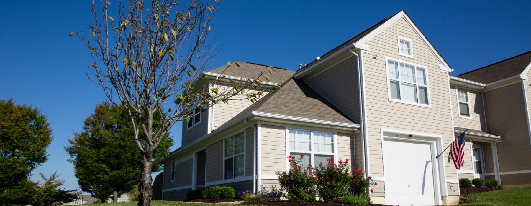 a house with an American flag