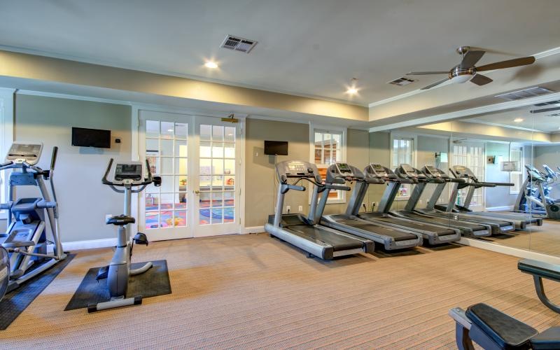 a gym with exercise equipment
