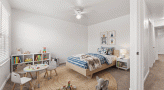 A bedroom with room for all of your children's items