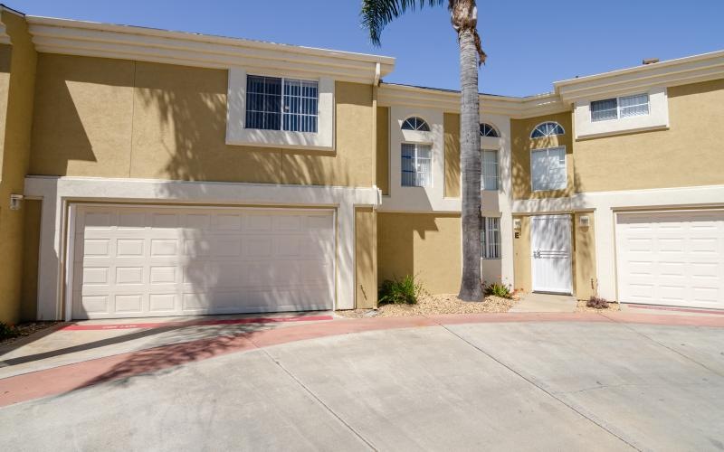 a building with a palm tree