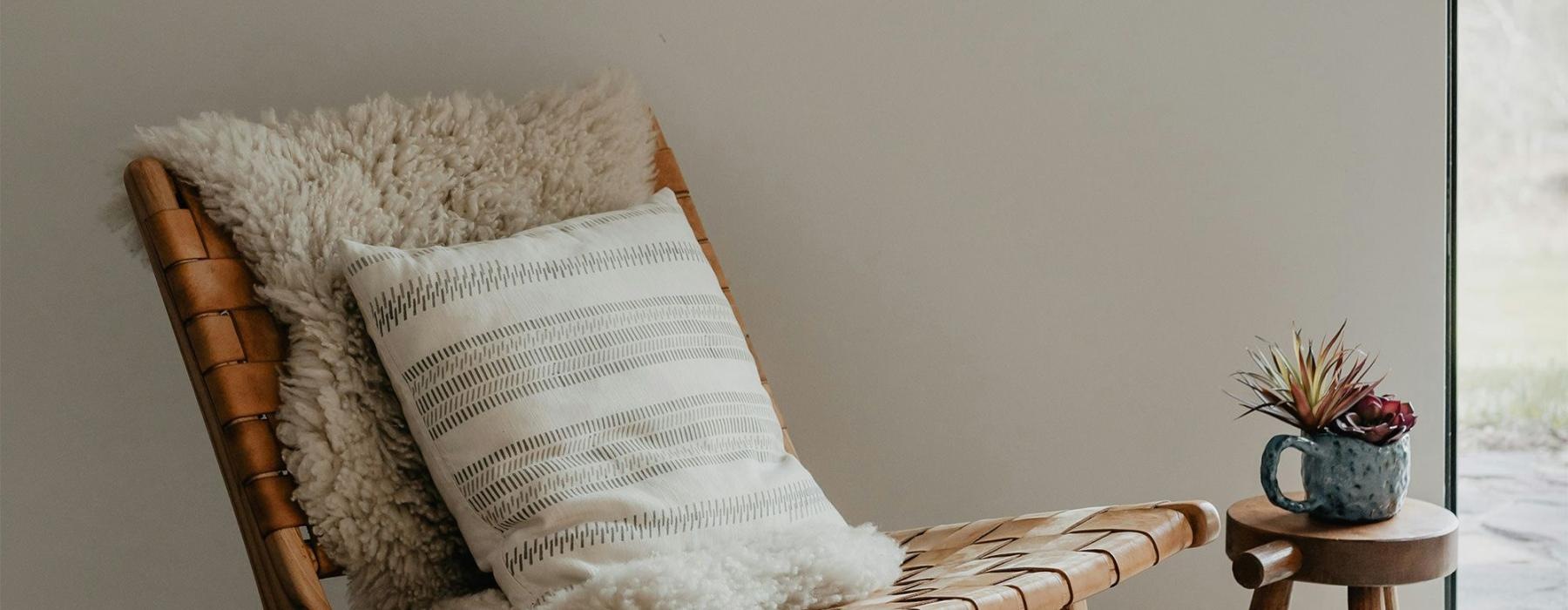 a chair with a pillow