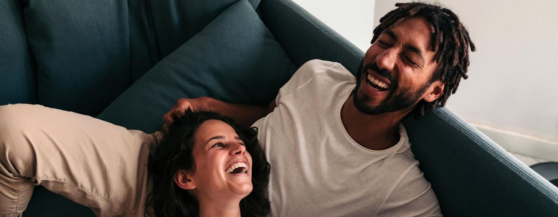 a man and woman laughing