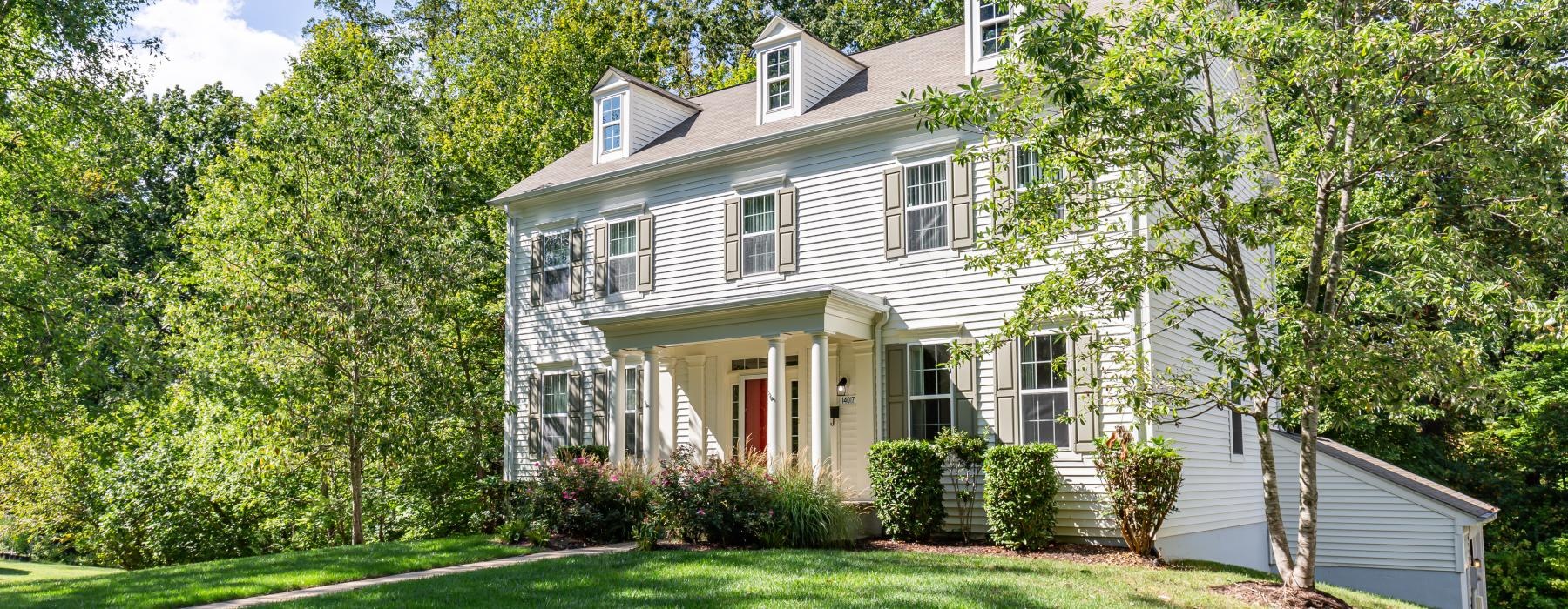a house with a large front yard