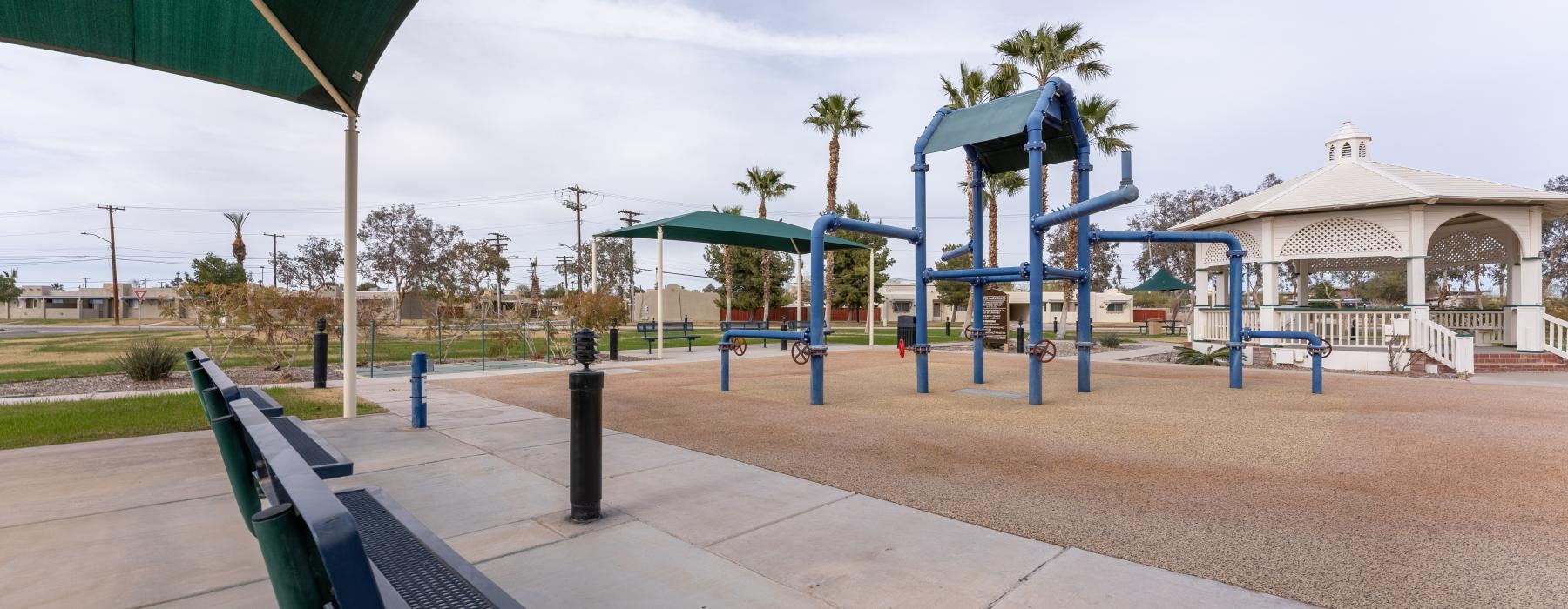 a park with a bench