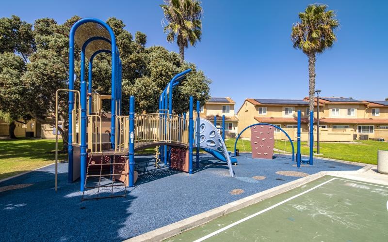a playground with a slide
