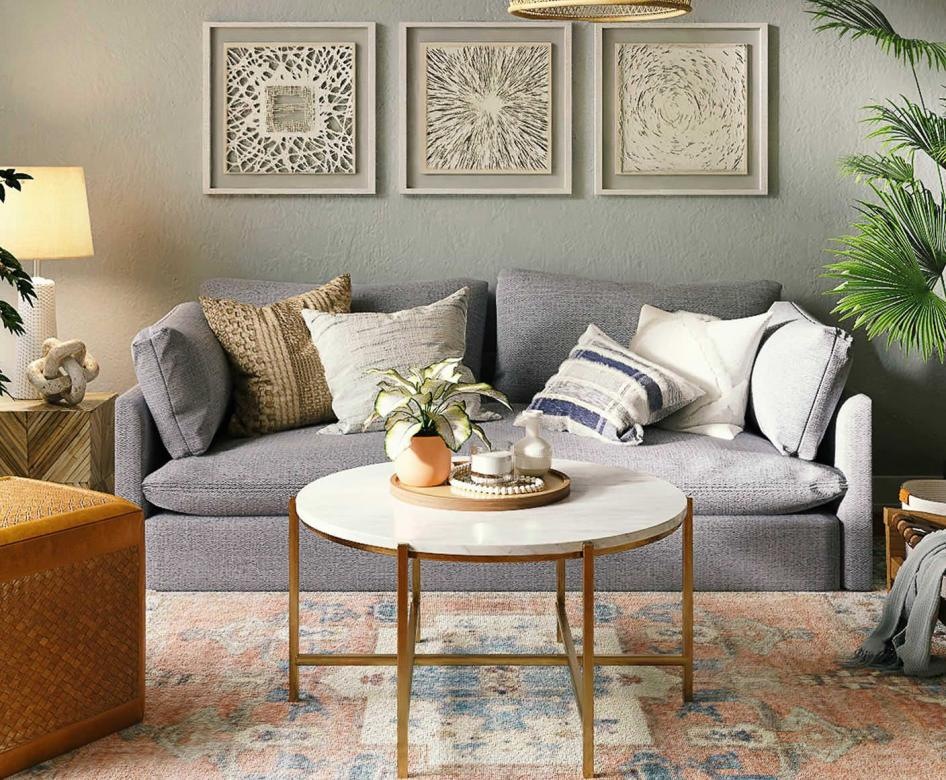 well lit, furnished living room