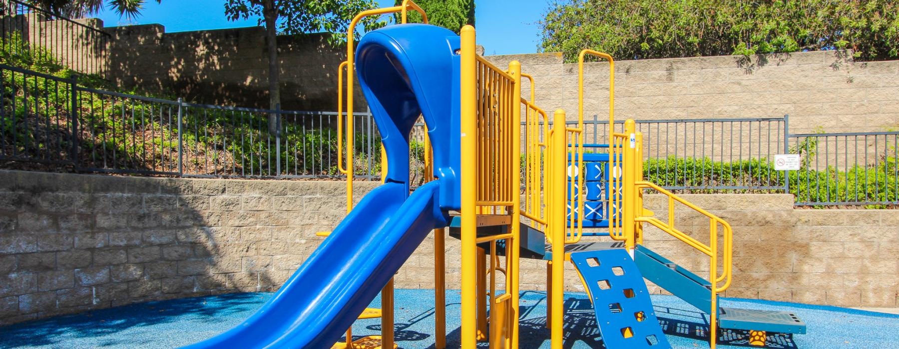 a playground with a slide