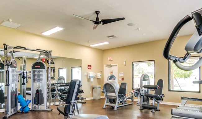 a gym with exercise equipment