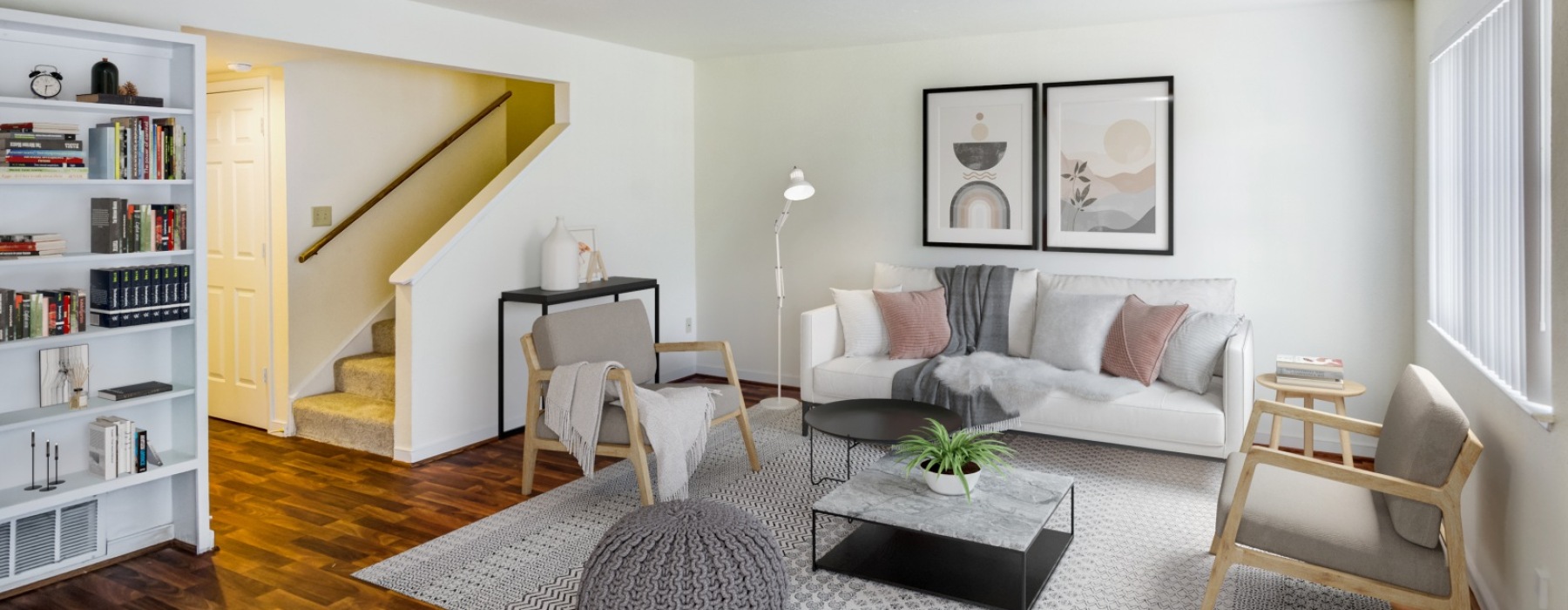 Open space living area with natural lighting