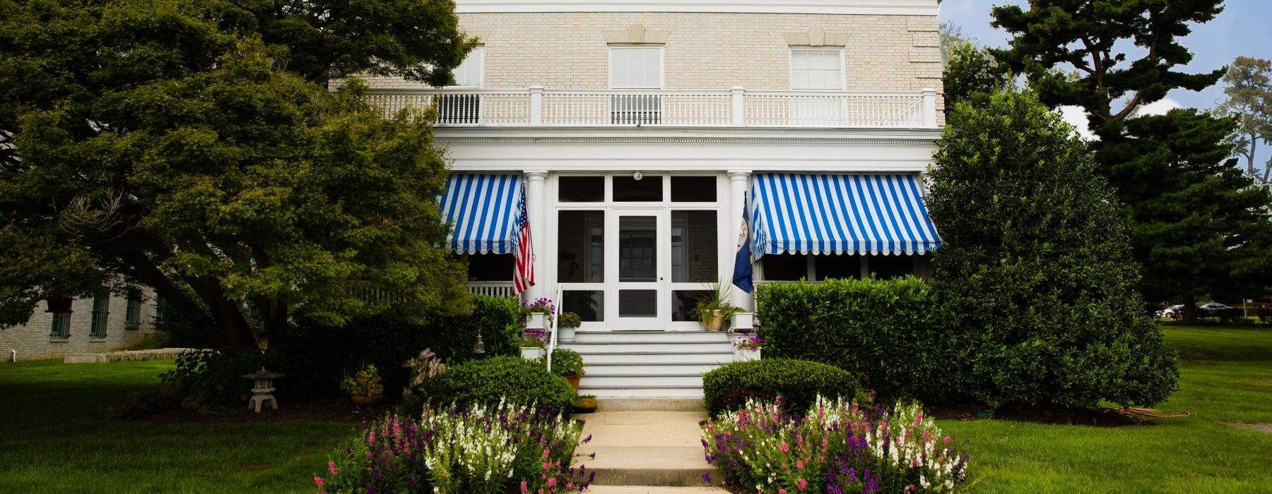 a house with a flag on the front