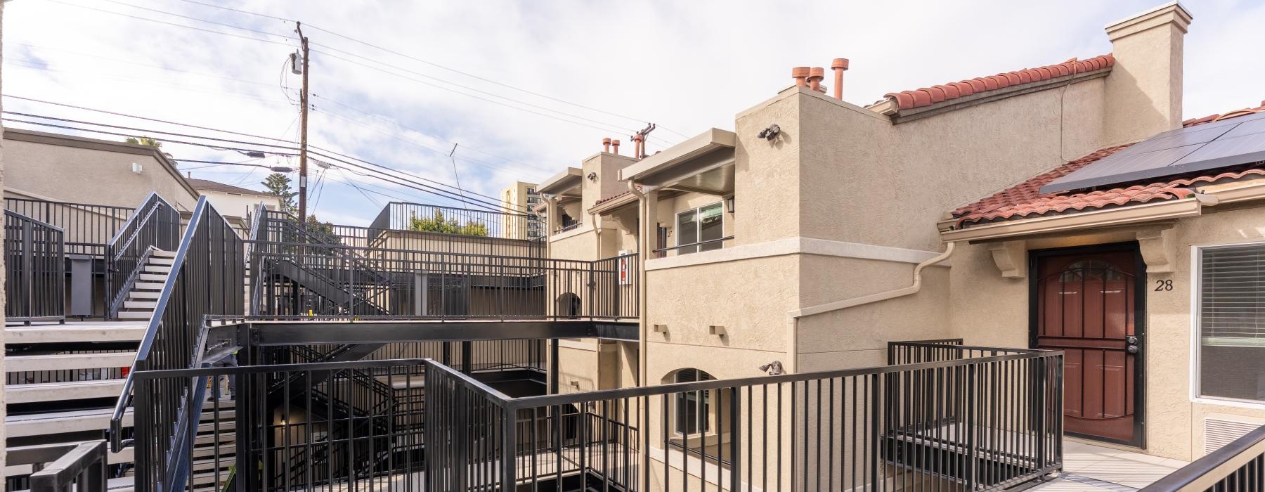 an apartment with a large walkway